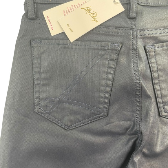 Lilly Pulitzer Liza Coated Denim Crop Flare Navy Women’s Size 4 MSRP$188 NWT - Picture 5 of 7